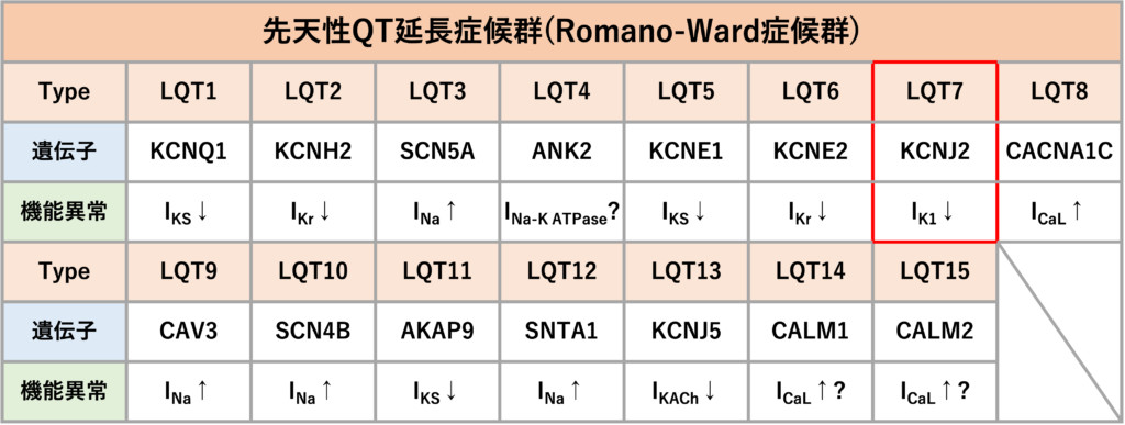 QT延長症候群7型(Long QT syndrome type 7:LQT7)